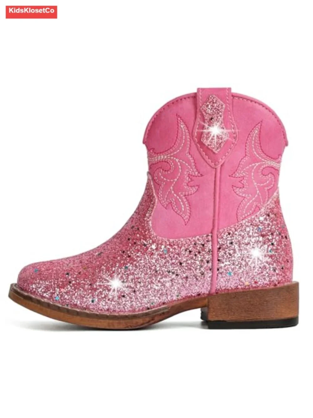 Girls Cowboy Boots Toddler Square Toe Glitter Mid Calf Riding Western Boots